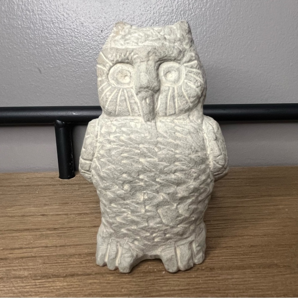 Vintage sand Stone small Owl Sculpture